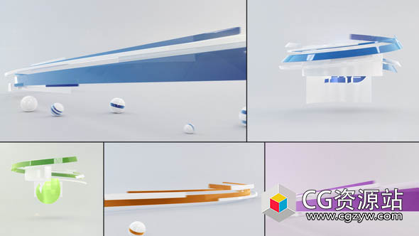 AE模板-清洁抽象条纹三维路径线条生长Logo动画 Clean Abstract Streaks Reveal