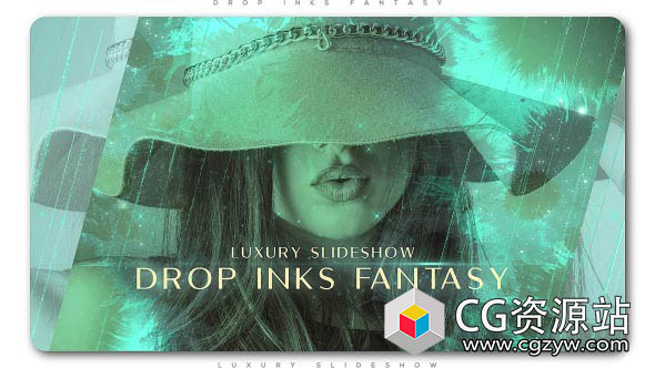 AE模板-水墨滴落散开标题婚礼幻灯片开场 Drop Inks Fantasy Luxury Slideshow