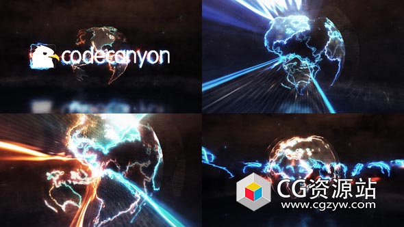 AE模板-能量地球标志揭示Logo动画 Energy Earth Logo Reveal