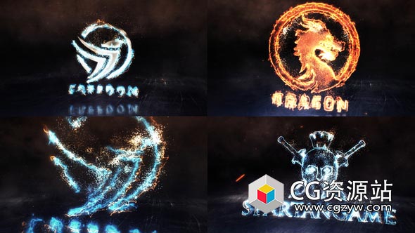 AE模板-抽象史诗标志能量粒子Logo动画 Energy Logo Reveals