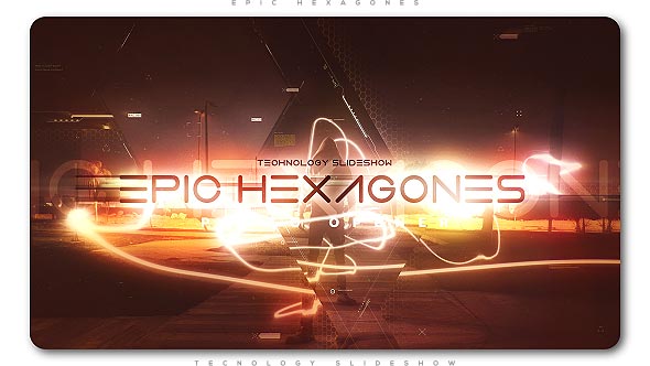 AE模板-科技感多边形视差幻灯片图片开场 Epic Hexagones Technology Slideshow