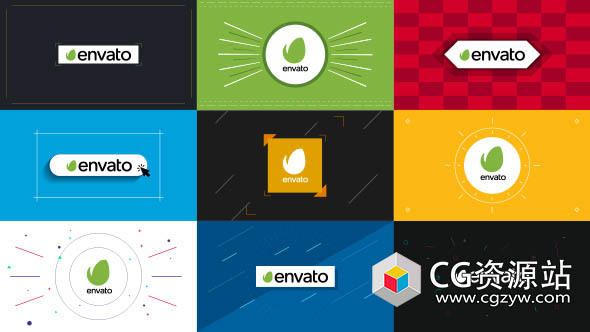 AE模板-9个扁平化标志Logo动画 9 Flat Logo Openers