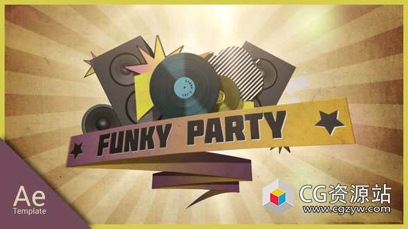 AE模板-70年代复古时尚音乐动画片头 Funky party