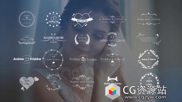 AE模板-20组优雅复古婚礼标志文字标题动画 Wedding Title V.2