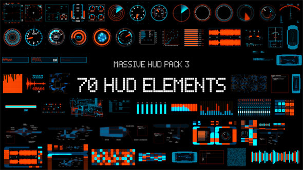 AE模板-70组信息图表HUD科技感动画元素 Massive HUD Pack 3