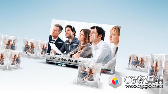 AE模板-三维玻璃多维数据集显示介绍网络照片展示 Glass Box Display