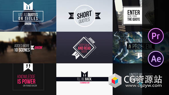AE+PR模板-创意时尚文字标题引用动画 Short Quotes
