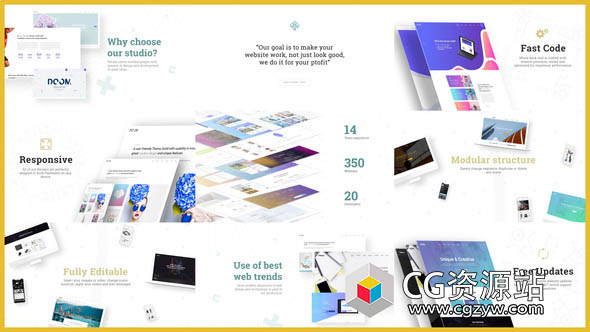 AE模板-网站机构介绍宣传展示动画 Minimal Website Agency Presentation