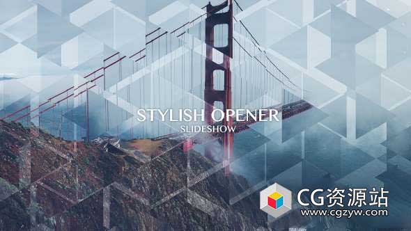 AE模板-企业动态时尚介绍三角图形遮罩拼贴视差图片开场 Stylish Opener – Slideshow