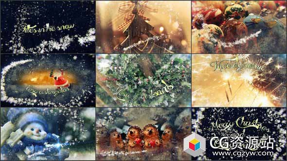 AE模板-雪花飘落视差幻灯片文字图片开场 Titles in the Snow