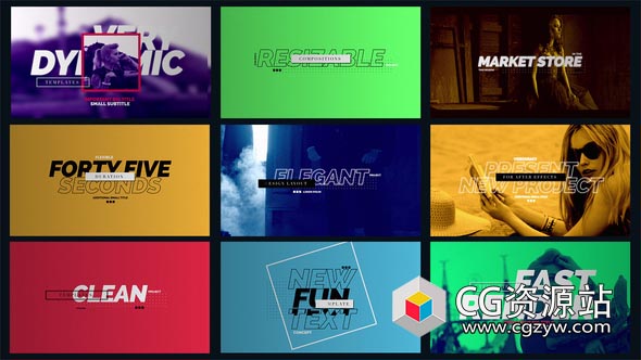 AE模板-抽象多彩设计文本排版动画视频片头 Type Opener