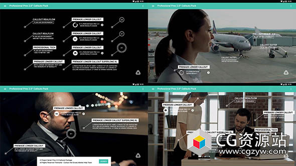 AE模板-标注数据呼叫指示线介绍动画 Call Outs