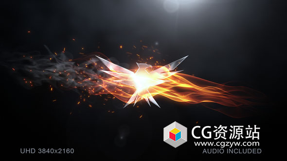 AE模板-4K优雅火焰燃烧金属Logo片头Elegant Flame Logo