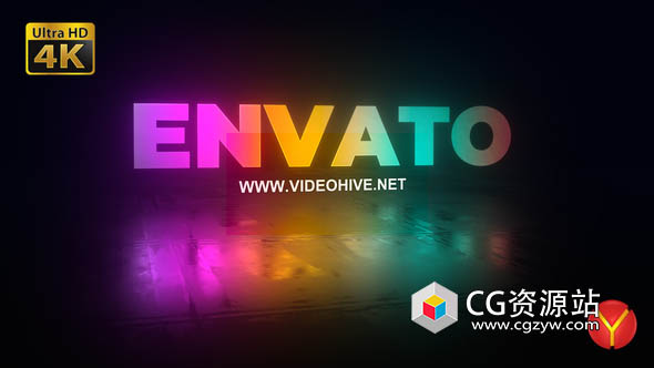 AE模板-闪烁霓虹灯色彩Logo动画 Logo Light