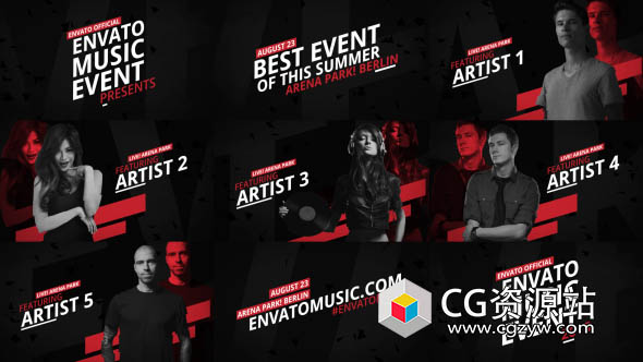 AE模板-音乐活动促销人物介绍包装片头 Music Event Promo