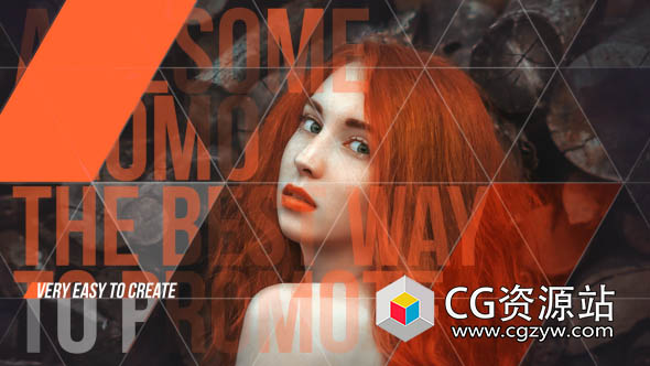 AE模板-优雅时尚三角形遮罩图片展示片头 Triangle Beauty