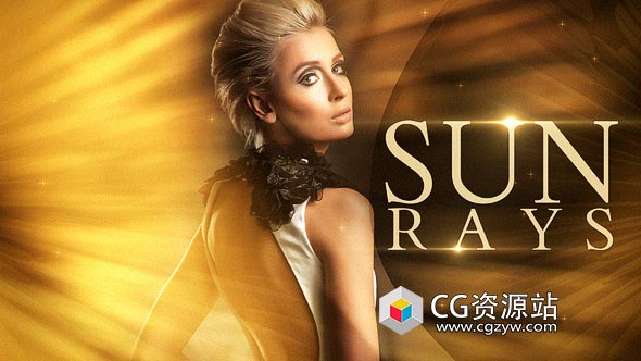 AE模板-金色光线电影提名奥斯卡颁奖人物介绍包装片头 Sun Rays