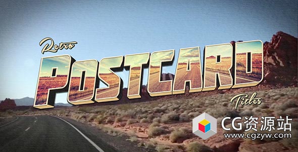 AE模板-三维复古文字标题动画 Retro Postcard Titles