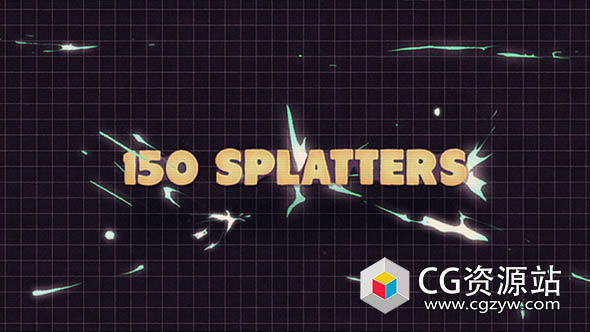 AE模板-动漫卡通2D手绘风格条纹斜线爆炸动画元素150 Splatter Animations + Opener