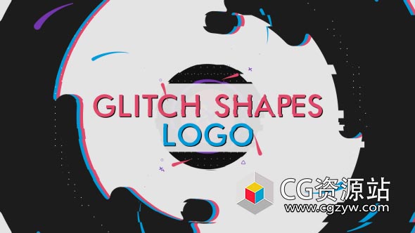 AE模板-小故障形状标志图形变化Logo动画 Glitch Shapes Logo