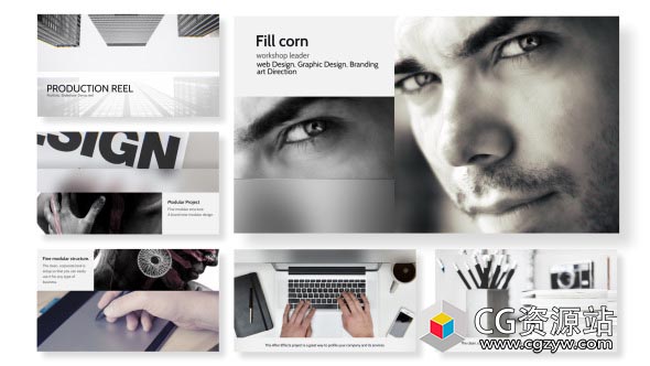 AE模板-简洁公司企业商务时间线图片展示片头 Promo Package