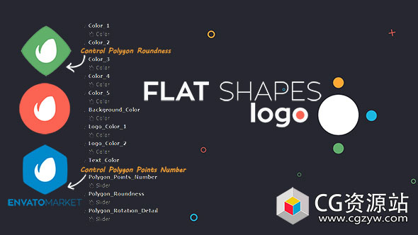 AE模板-扁平化形状标志logo动画shapes-logo