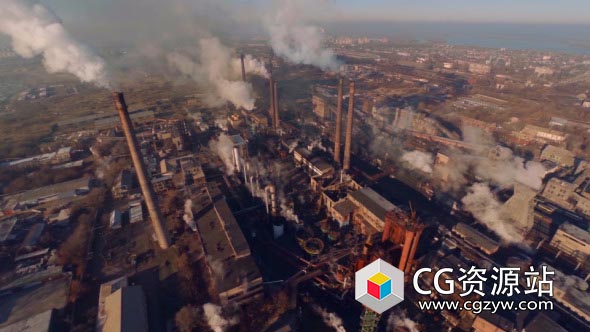 大型化工厂烟囱废弃环境污染实拍视频素材 Factory Smoke