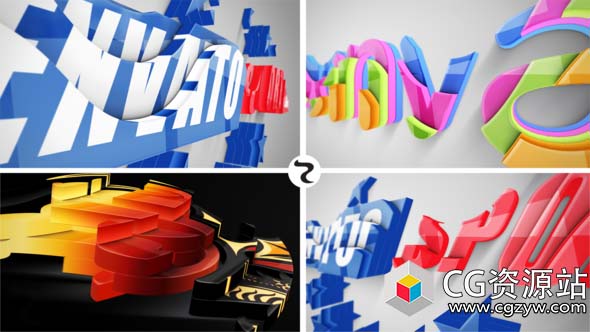 AE模板-三维生长Logo文字动画 Realistic Cascading 3D Logo