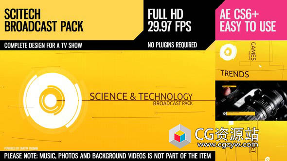 AE模板-科技感图形电视栏目包装SciTech Broadcast Pack