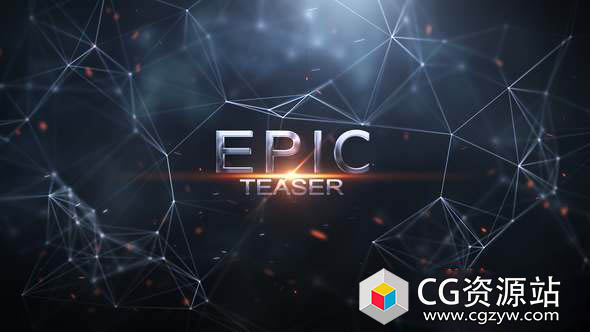 AE模板-大气电影史诗点线粒子文字宣传片头 Teaser