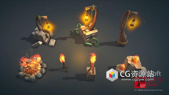 Unity三维游戏场景模型预设 Cubebrush – Z ! M.O.B.A Environment Art Pack