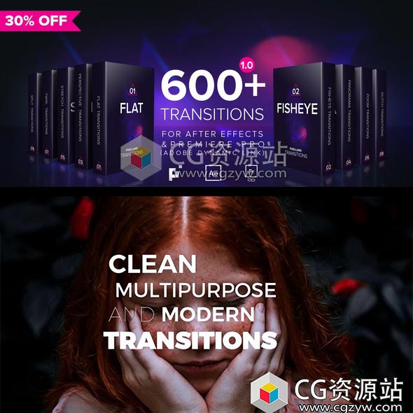 AE模板-600组推拉平移旋转扭曲透视冲击信号损坏视频转场工具包