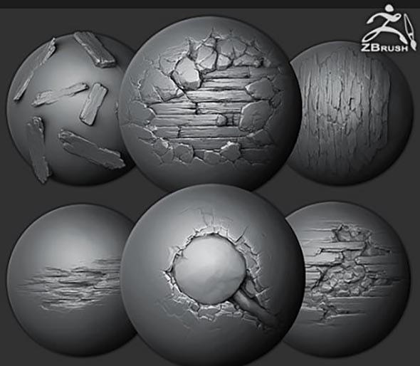 20个木头ZBrush笔刷素材 ArtStation Marketplace – ZBrushSP – 20 Wood Brushes Alphas Vol.1