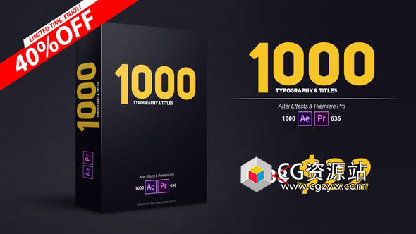 AE模板+PR预设-1000组文字标题字幕动画 Typography & Titles