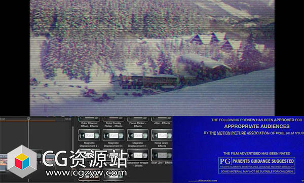 FCPX插件-复古老电视磁带雪花噪点视频特效预设