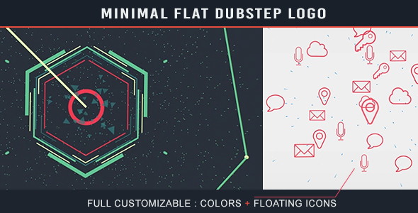AE模板-线条缩进六角形图形扁平化Logo动画 Minimal Flat Dubstep Logo