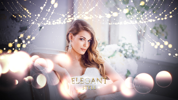 AE模板-婚礼爱情故事金色粒子帘幕文字照片相册包装片头 Wedding