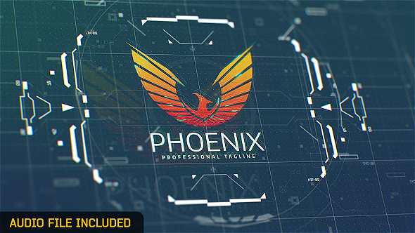 AE模板-游戏故障高科技Logo动画 Hi-Tech HUD Logo Reveal