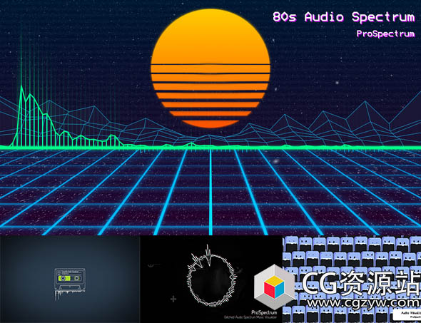 AE模板-4组音乐波形节奏感可视化动画