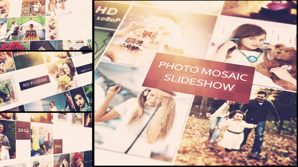 AE模板-3D相册纪念日生日照片马赛克幻灯片开场 Photo Mosaic Slideshow