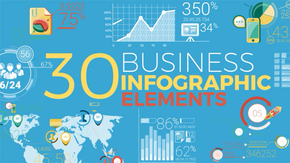 AE模板-30组业务信息图表元素CON图标动画 30 Business Infographic Elements