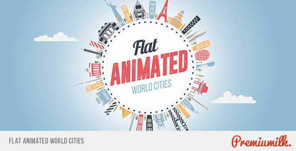 AE模板-扁平化城市MG动画宣传包装 Flat Animated World Cities