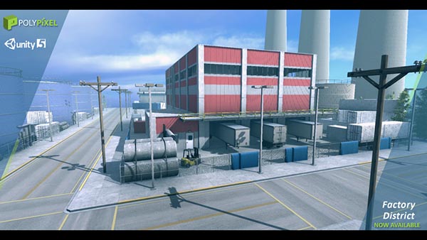Unity250个工厂建筑3D模型包 Factory District v1.1