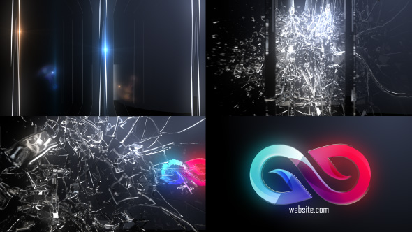 AE模板-抽象玻璃反射破碎Logo动画 Abstract Glass Shatter Logo Opener