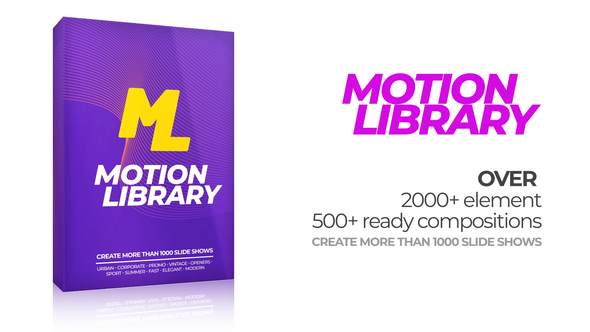 AE模板-时尚视频栏目包装幻灯片制作工具包 Motion Library Pack