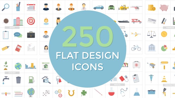AE模板-250个扁平化图标MG动画 Flat Design Icons