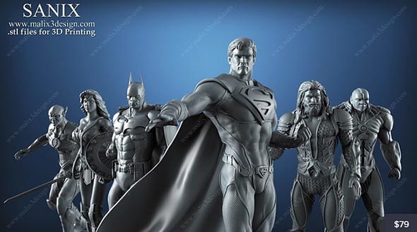 正义联盟高精度3D模型Justice League – 6 characters for 3D Printing-图片1
