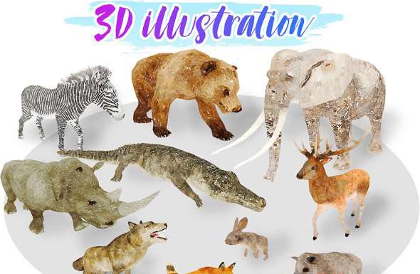 非洲动物低多边形3D模型含绑定 Cubebrush – Africa Animal Illustration Animated Part 1