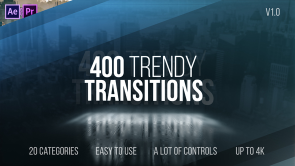 AE模板-500组时尚故障水墨视频转场过渡包预设 Trendy Transitions