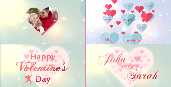 AE模板-浪漫情人节回忆爱心婚礼照片开场 Wedding Opener